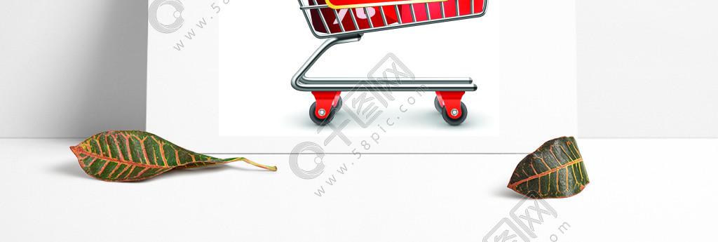 销售充分的购物车红色象形图自助百货商店购物手推车装满了红色的折扣